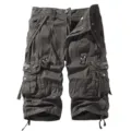 Men's loose casual tactical cargo shorts with multi-pockets for summer beach wear - 29 / Dark Gray
