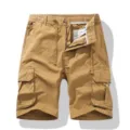 Men's casual khaki cargo shorts summer multi-pocket streetwear fashion clothing - Earthy Yellow