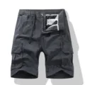 Men's casual cargo shorts summer thick solid color multi-pocket outdoor athletic shorts - S / Dark Gray