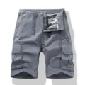 Men's grey cargo shorts summer casual tactical multi-pocket athletic streetwear shorts - S / Light Gray