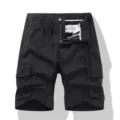 Men's Black Cargo Shorts Casual Multi-Pocket Summer Short Pants Regular Fit Apparel - S / Black