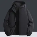 Heren zwart met capuchon windjack jas casual outdoor sportkleding jeugdjas volledige rits maat. - M / Tops / Zwart