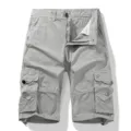 Herren Freizeit Cargoshorts hellgrau Mehrkuppeltaschen Sommer Fünf-Viertel-Hose Baumwolle - Grau