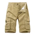 Men's casual khaki cargo shorts, summer multi-pocket tactical shorts with zipper fly. - 30 / Khaki