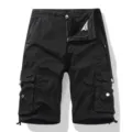 Men's casual black cargo shorts with multi pockets, summer five-point tactical trousers stylish. - 30 / Black