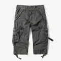 Men's multi-pocket cargo shorts casual tactical capris outdoor loose workwear trousers grey - Dark Gray