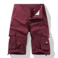 Herren Sommer Freizeit Cargoshorts, viele Taschen, stilvolle weinrote kurze Hosen, bequem. - Weinrot