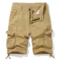 Mens Khaki Cargo Shorts Casual Multi Pocket Summer Short Pants For Outdoor Daily Wear - Khaki