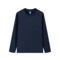 Long sleeve crewneck slim fit base layer t-shirt solid navy blue apparel basic top - Navy Blue