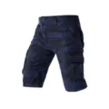 Pantaloncini cargo mimetici blu scuro da uomo, pantaloni corti tattici casual con tasche. - Mimetico Blu Scuro
