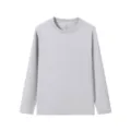 Detailed close-up view of the solid light grey long sleeve crewneck thermal base layer top. - M / Light Gray