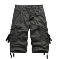 Men's summer pure cotton washed cargo shorts, multi-pocket casual outdoor knee-length shorts. - 29 / Dark Gray