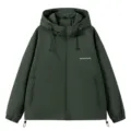Giacca con cappuccio verde scuro da uomo, capospalla con zip dalla vestibilità comoda per l'autunno. - Taglia M / Verde Scuro