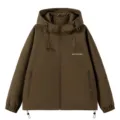 Men's casual brown hooded jacket with zipper pockets, loose fit stylish autumn outerwear. - Coffee