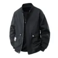 Veste Bomber Casual Homme Printemps Automne Coupe Ample Manteau Utilitaire Travail - M / Noir