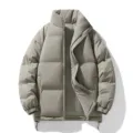 Giacca invernale imbottita da uomo casual con colletto alto cappotto caldo moda. - verde-grigio