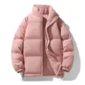 Giacca Piumino Invernale Spessa da Uomo Collo Alto Cappotto Caldo Casual Capospalla - Rosa