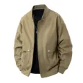 Blouson aviateur kaki decontracte pour homme, veste de travail ample de printemps avec poches. - M / Kaki