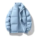 Giacca invernale imbottita spessa da uomo cappotto trapuntato casual con colletto - Azzurro