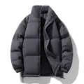 Giacca Invernale Imbottita Grigio Scuro da Uomo Cappotto Casual con Collo Alto - Grigio scuro
