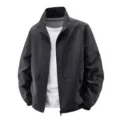 Men's casual zip-up jacket lightweight windbreaker sun protection outdoor sportswear coat. - M / Black