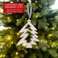 White acrylic Christmas tree hanging ornament with glitter holiday tree decoration 1pc - Christmas Tree