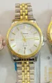 Orologio da uomo al quarzo bicolore con lunetta scanalata, bracciale jubilee e quadrante bianco. - Bicolore Quadrante Bianco