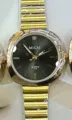 MICAI vintage quartz watch for women with gold bamboo joint metal expansion strap and dark dial - Gold Black Dial