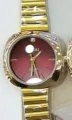 MICAI vintage bamboo chain gold watch for women, elegant red dial quartz wristwatch. - Gold Red Dial