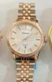 Orologio al quarzo da uomo con cinturino in acciaio inossidabile oro rosa e data. - Bicolore Oro Rosa Quadrante Bianco