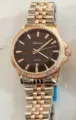 Orologio al quarzo da uomo con cinturino in metallo oro rosa, quadrante marrone e data, elegante. - Bicolore Oro Rosa Quadrante Nero