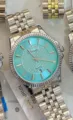 Lanturun orologio quarzo uomo elegante cinturino acciaio inossidabile quadrante blu - Cassa Argento Quadrante Blu