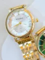 Gold stainless steel quartz women watch with faceted dial KOUSHI fashion casual - Gold White Dial