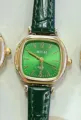 Reloj de cuarzo cuadrado verde vintage para mujer, elegante correa de cuero moda elegante. - Esfera Verde Correa Verde