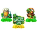 St. Patrick's Day honingraat tafeldecoratie set Ierse feest versiering klaver goudpot - Honingraat Tafeldecoraties
