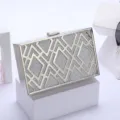 Ασημένια γεωμετρική τσάντα βραδινή clutch με γκλίτερ για γυναίκες κομψό πάρτι - Ασημί
