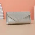 Sparkling rhinestone evening clutch bag, elegant silver PU leather party shoulder bag. - Silver