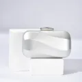 Silver evening clutch bag for women, elegant metallic lock design, perfect for party and wedding. - 18x10.5x5.5cm / Silver