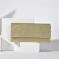 Gold glitter clutch bag for women, elegant evening party handbag with sparkly finish. - Gold