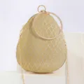 Elegante goldene Tropfen-Abendtasche mit glitzerndem Strass-Rundgriff und Kette für Damen. - Gold