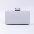 Silver glitter evening clutch bag with metal clasp for women party wedding accessory. - Silver