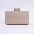 Elegant glitter evening clutch bag with chic metal lock for women parties weddings. - Champagne