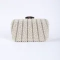 Elegant pearl evening clutch bag with exquisite bead embroidery, perfect for formal parties and weddings. - Gold