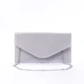 Silver glitter envelope clutch bag with chain strap elegant evening purse for women party prom - Gray