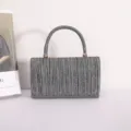 Silver glitter pleated handbag stylish evening clutch shoulder bag for women daily use detail view. - Dark Gray