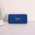 Blue glitter evening clutch bag with sparkling rhinestone bow for women wedding party. - Sapphire Blue