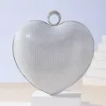 Elegant heart-shaped rhinestone evening clutch bag for formal party wear and weddings - Silver