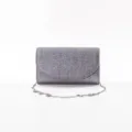 Silver glitter clutch bag detail, evening party shoulder bag with metallic chain strap. - Gray