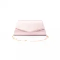 Elegant pink satin evening clutch bag with gold chain strap for women formal events. - Pink