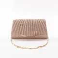 Elegante Glitzer Plissee Abendtasche Handtasche mit Kette für Damen Party elegant. - Rosa
